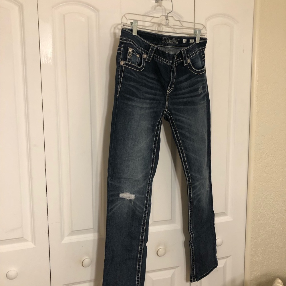 Miss Me denim jeans, mid-rise straight style